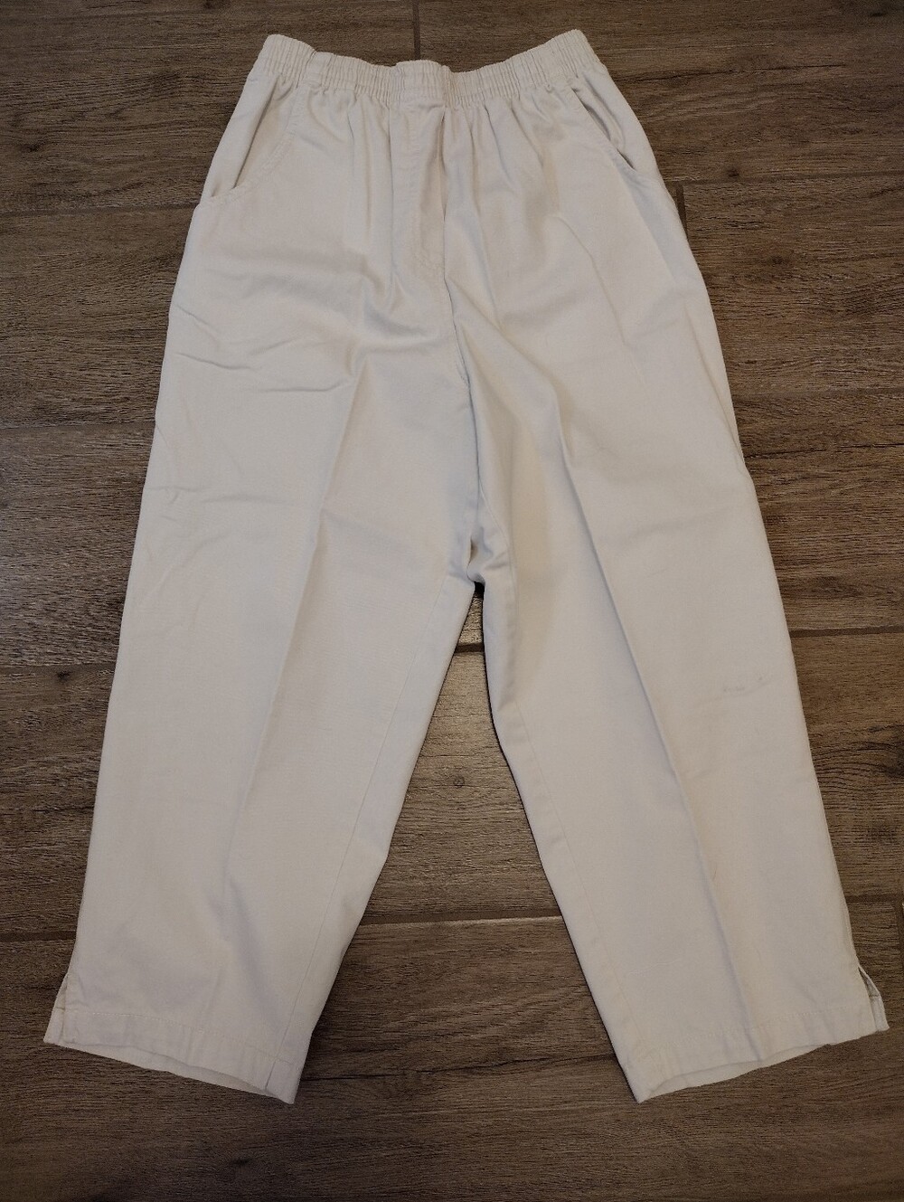 Vintage Rebecca Malone Beige Elastic Waist Cotton Trousers